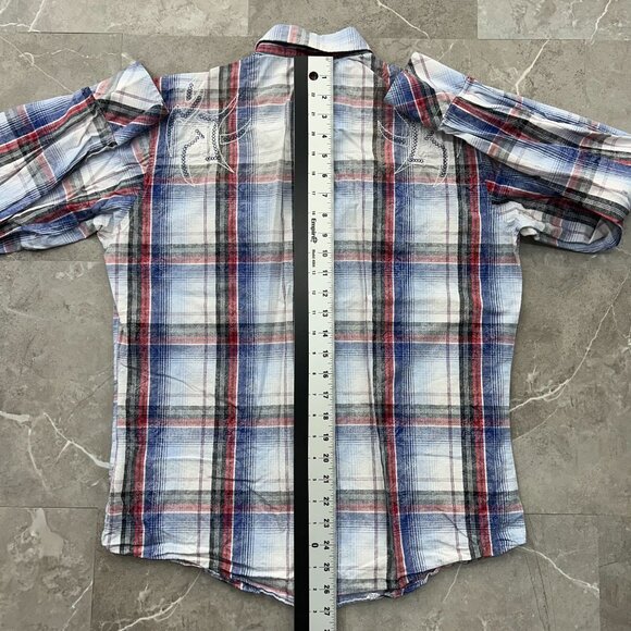 ROCK47 WESTERN PEARL SNAP BUTTON UP SHIRT MENS MEDIUM LONG SLEEVE EMBROIDERED - Picture 9 of 10